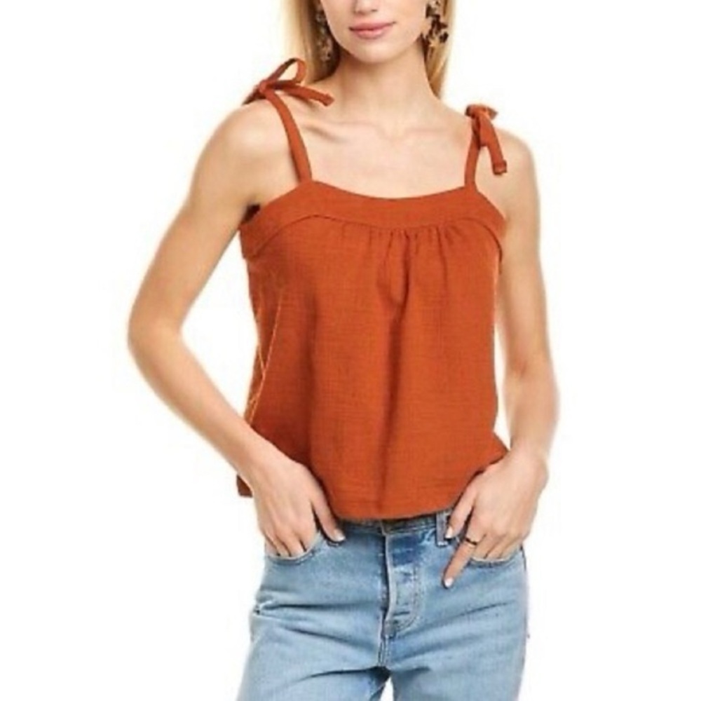 Madewell Crosshatch Tie-Strap Tank Top in Warm Nutmeg